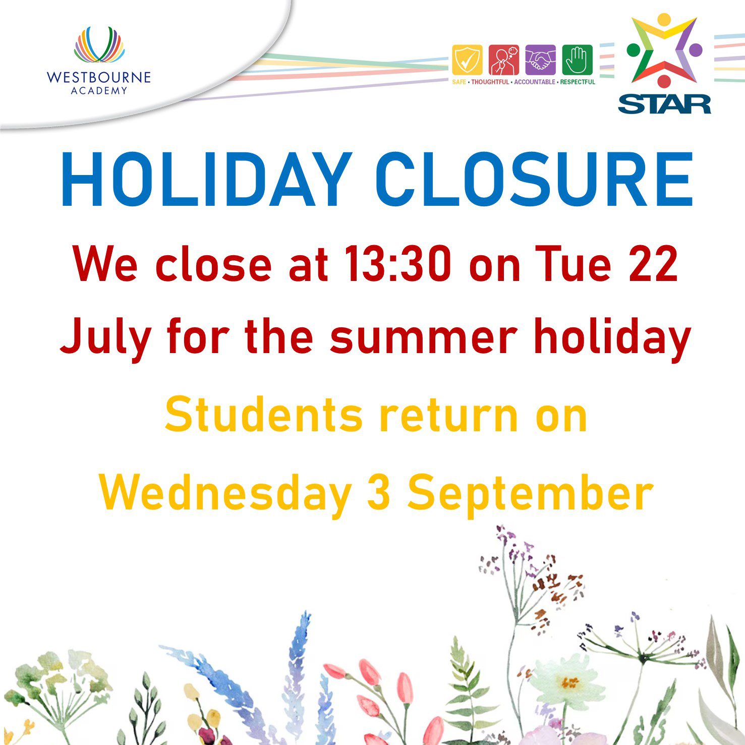 Holiday Closure - we closed from 22 July 2025 and students return on Wed 3 Sep 2025