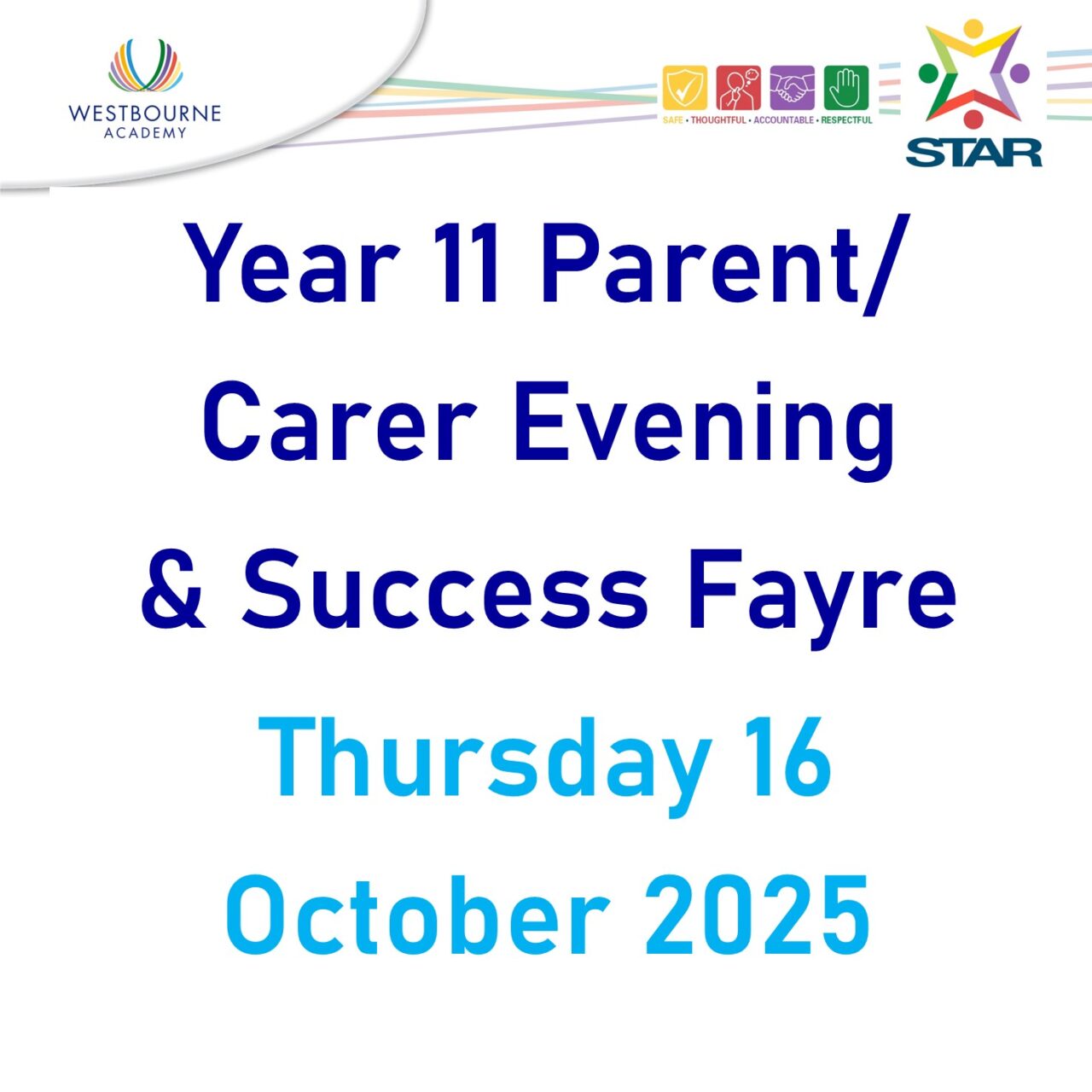 Year 11 parent/carer evening & success fayre 16 October 2025