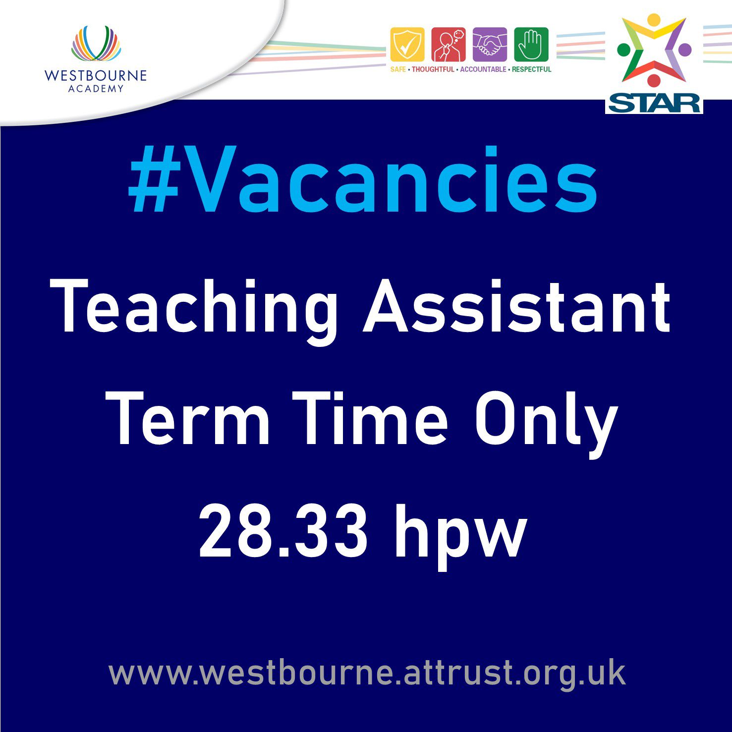 #Vacancies. Teaching Assistant Term Time Only 28.33 hpw